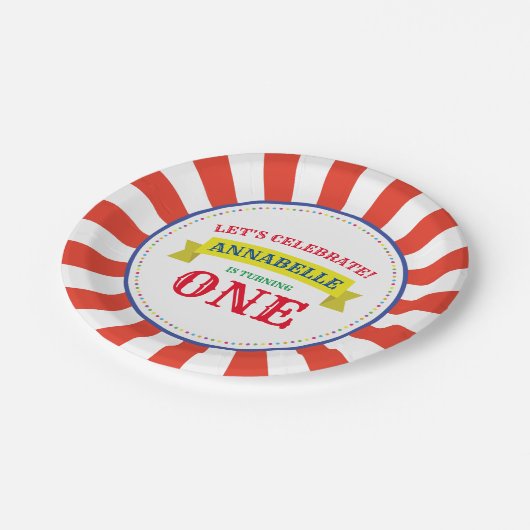 Circus Cute Kind Birthday Party  Papieren Bordje (Gekanteld)