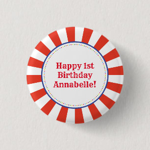 Circus Cute Kind Birthday Party Ronde Button 3,2 Cm