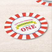 Circus Cute Kind Birthday Party  Ronde Kartonnen Onderzetter (Gebogen)