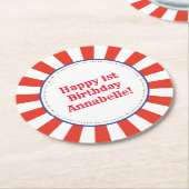 Circus Cute Kind Birthday Party  Ronde Kartonnen Onderzetter (Gebogen)