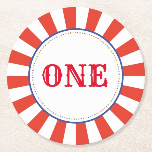 Circus Cute Kind Birthday Party  Ronde Kartonnen Onderzetter (Voorkant)
