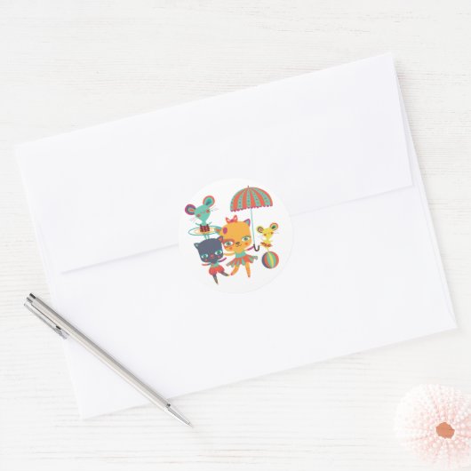 Circus Cuties Ronde Sticker (Envelop)