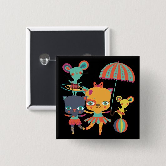 Circus Cuties Vierkante Button 5,1 Cm (Voorkant /achterkant)