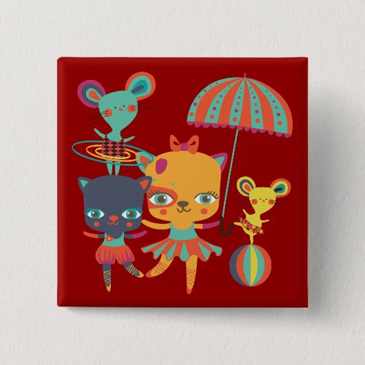 Circus Cuties Vierkante Button 5,1 Cm (Voorkant)