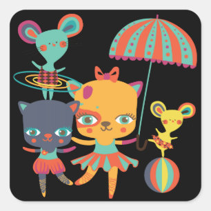 Circus Cuties Vierkante Sticker