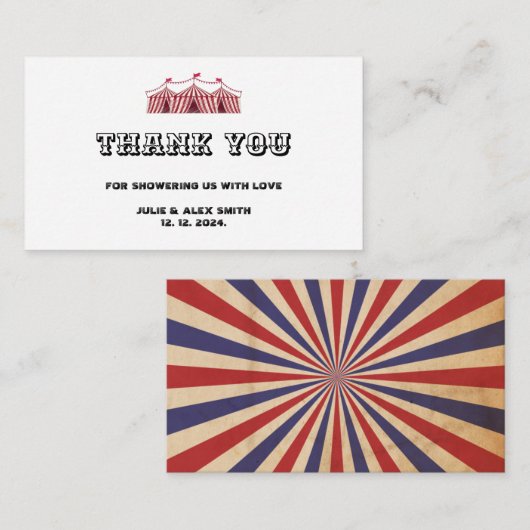  Circus Dank u Baby shower Informatiekaartje (Voorkant / Achterkant)