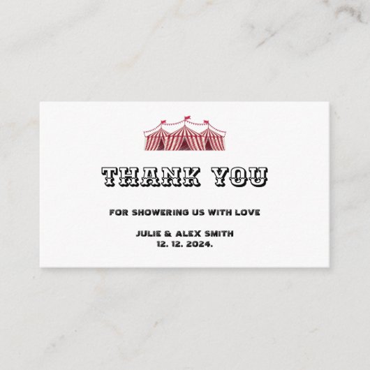 Circus Dank u Baby shower Informatiekaartje (Voorkant)