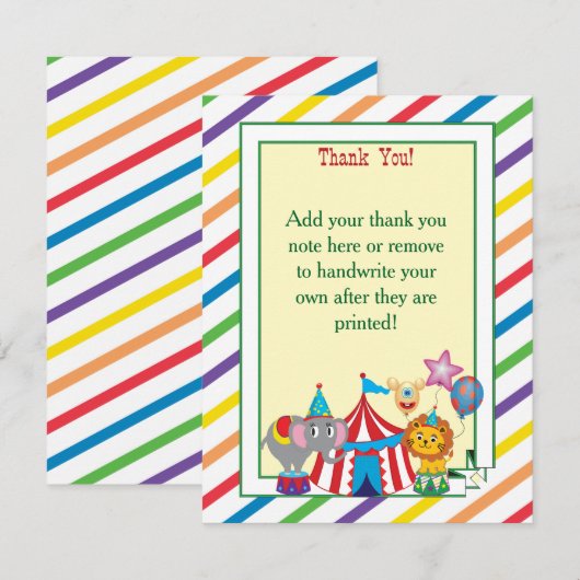 Circus Dankuwel Opmerking Bedankkaart (Voorkant / Achterkant)