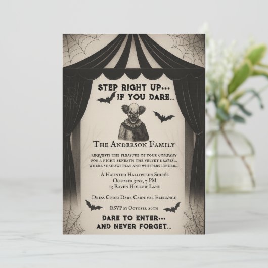  circus | Dark Carnival Soirée Halloween Kaart (Staand voorkant)