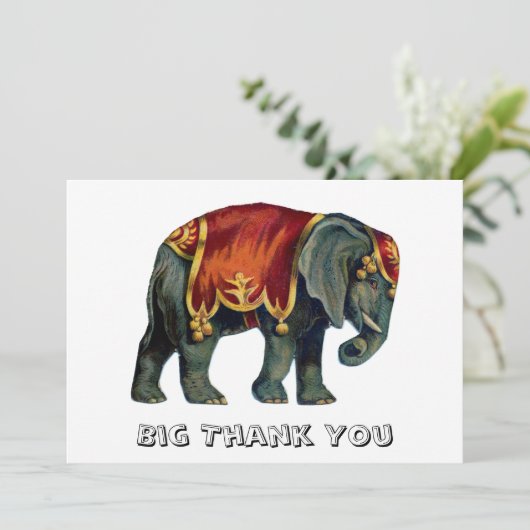 circus dat olifantencircus opvoert, bedankkaart (Staand voorkant)