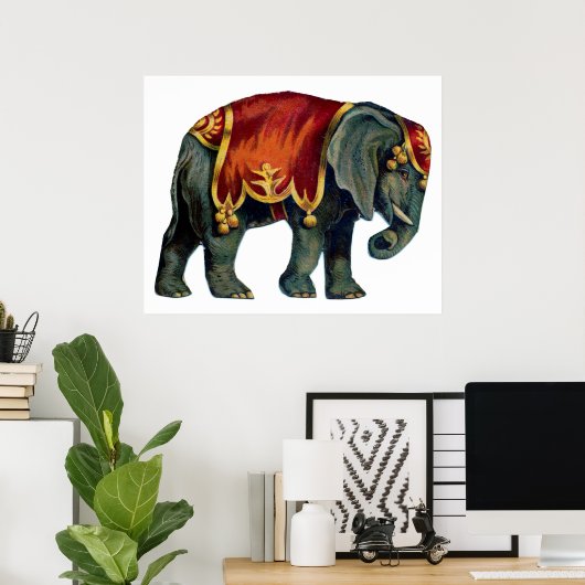  circus dat olifantencircus opvoert, poste poster (Thuiskantoor)