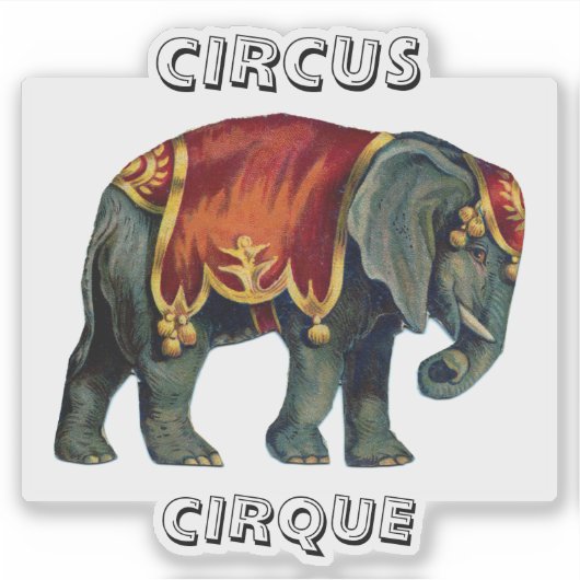  circus dat olifantencircus opvoert, poste sticker (Voorkant)