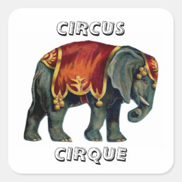  circus dat olifantencircus opvoert, poste vierkante sticker