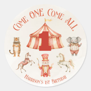 Circus dier eerste verjaardag ronde sticker