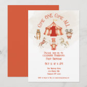 Circus Dier Eerste Verjaardag Uitnodiging (Voorkant / Achterkant)