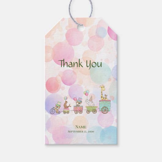 Circus Dieren Cadeau Label Cadeaulabel (Voorkant)
