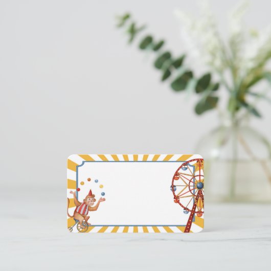 Circus dieren Carnaval plaats kaarten voor buffet Plaatskaartje (Staand voorkant)