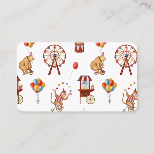 Circus dieren Carnaval plaats kaarten voor buffet Plaatskaartje (Achterkant)