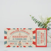 Circus Dieren Carnaval Ticket Verjaardag Uitnodigi (Staand voorkant)