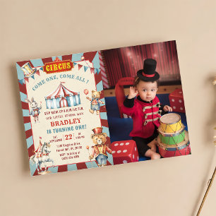 Circus dieren carnaval verjaardag foto uitnodiging