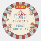 Circus Dieren Carnaval Verjaardagsfeest Ronde Sticker (Voorkant)