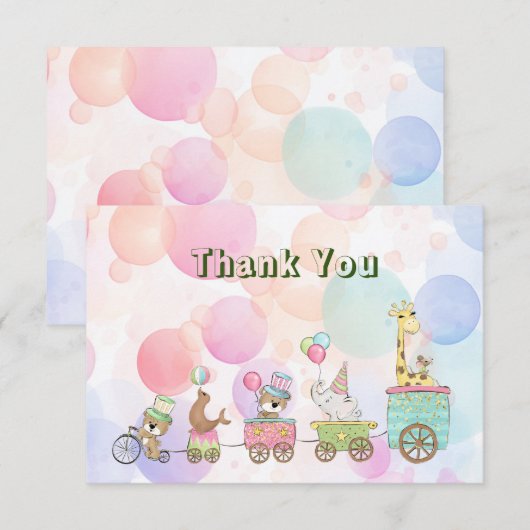 Circus dieren dank u kaart (Voorkant / Achterkant)