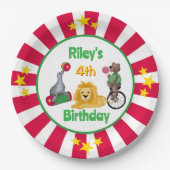 Circus Dieren Fun Kids Verjaardagspapier Bord (Voorkant)