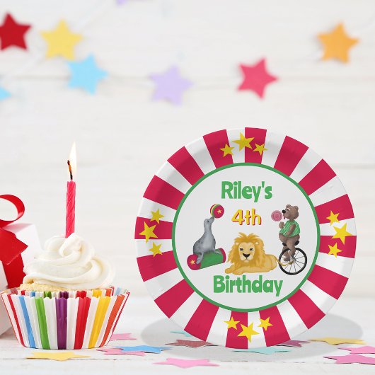 Circus Dieren Fun Kids Verjaardagspapier Bord