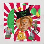 Circus Dieren Kinder Flat Dank u kaart (Voorkant / Achterkant)
