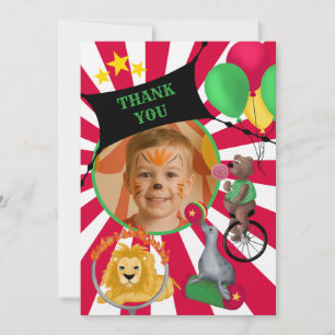 Circus Dieren Kinder Flat Dank u kaart
