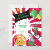 Circus Dieren Kinderen Verjaardag Uitnodiging Magnetische Uitnodiging (Voorkant)