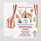 Circus Dieren Kinderen Verjaardagsfeestje Kaart (Voorkant / Achterkant)