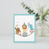 Circus Dieren Kinderverjaardagsfeestje Dank je wel Bedankkaart (Staand voorkant)