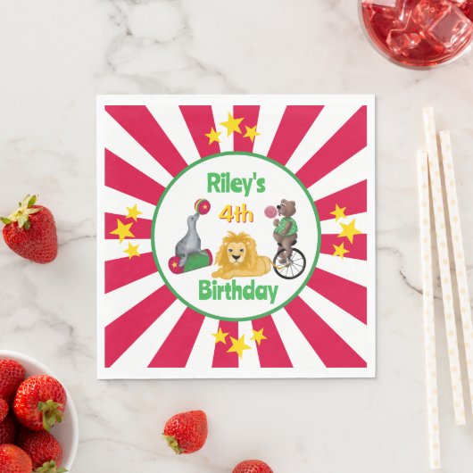 Circus Dieren Leuke Kids Verjaardag Papier Servett Servet (Insitu)