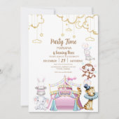 Circus Dieren Schattig Meisjesachtig 3e Verjaardag Kaart (Voorkant)