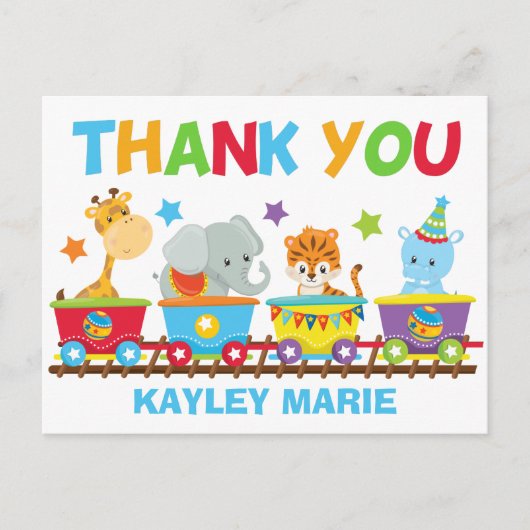 Circus Dieren Trein Schattige Kinderen Aangepaste  Briefkaart (Voorkant)