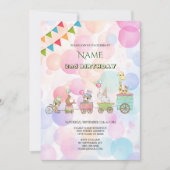 Circus Dieren Verjaardagsfeest Uitnodiging (Voorkant)