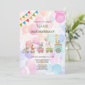 Circus Dieren Verjaardagsfeest Uitnodiging (Staand voorkant)