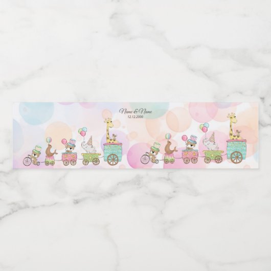 Circus Dieren Waterfles Etiket (Enkel label)