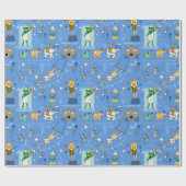 Circus Dierenperformers op blauw inpakpapier (Vlak)