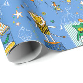 Circus Dierenperformers op blauw inpakpapier (Rol Hoek)