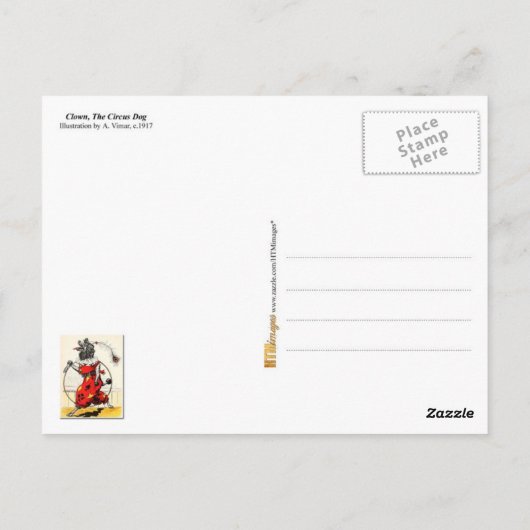 Circus Dog met Hula Hoop Briefkaart (Achterkant)
