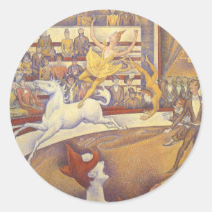 Circus door Georges Seurat, Vintage-Pointillisme K Ronde Sticker