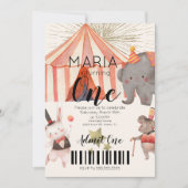 Circus Eerste Verjaardag Ticket  Kaart (Voorkant)