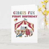 Circus Eerste Verjaardag Tshirts en geschenken Kaart (Gele Bloem)