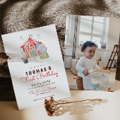 Circus Eerste Verjaardagsfeestuitnodiging Kaart