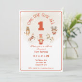 Circus Eerste Verjaardagsuitnodiging Kaart (Staand voorkant)