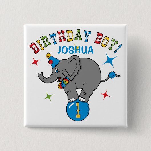 Circus Elephant 1e verjaardag Vierkante Button 5,1 Cm (Voorkant)