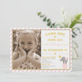  Circus Elephant - 6e verjaardag Kaart (Staand voorkant)