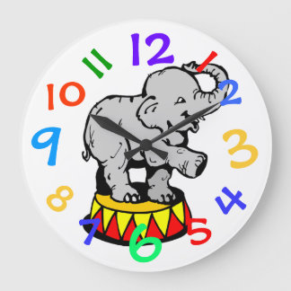 Circus Elephant Art Kinder Room Wall Clock Grote Klok